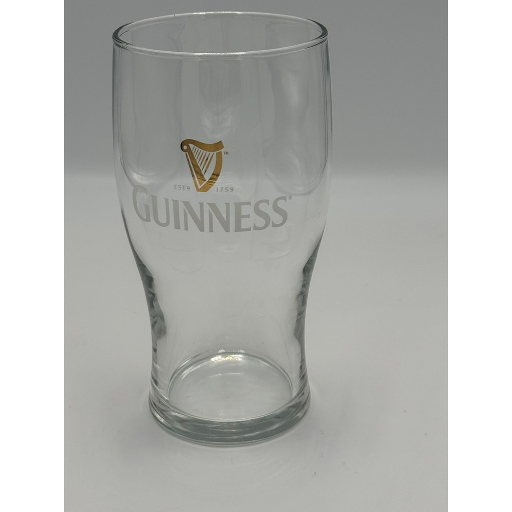 Guinness Gravity Pint Glass Gold Harp Logo 20oz Clear Tulip Beer Pub Glass 1759